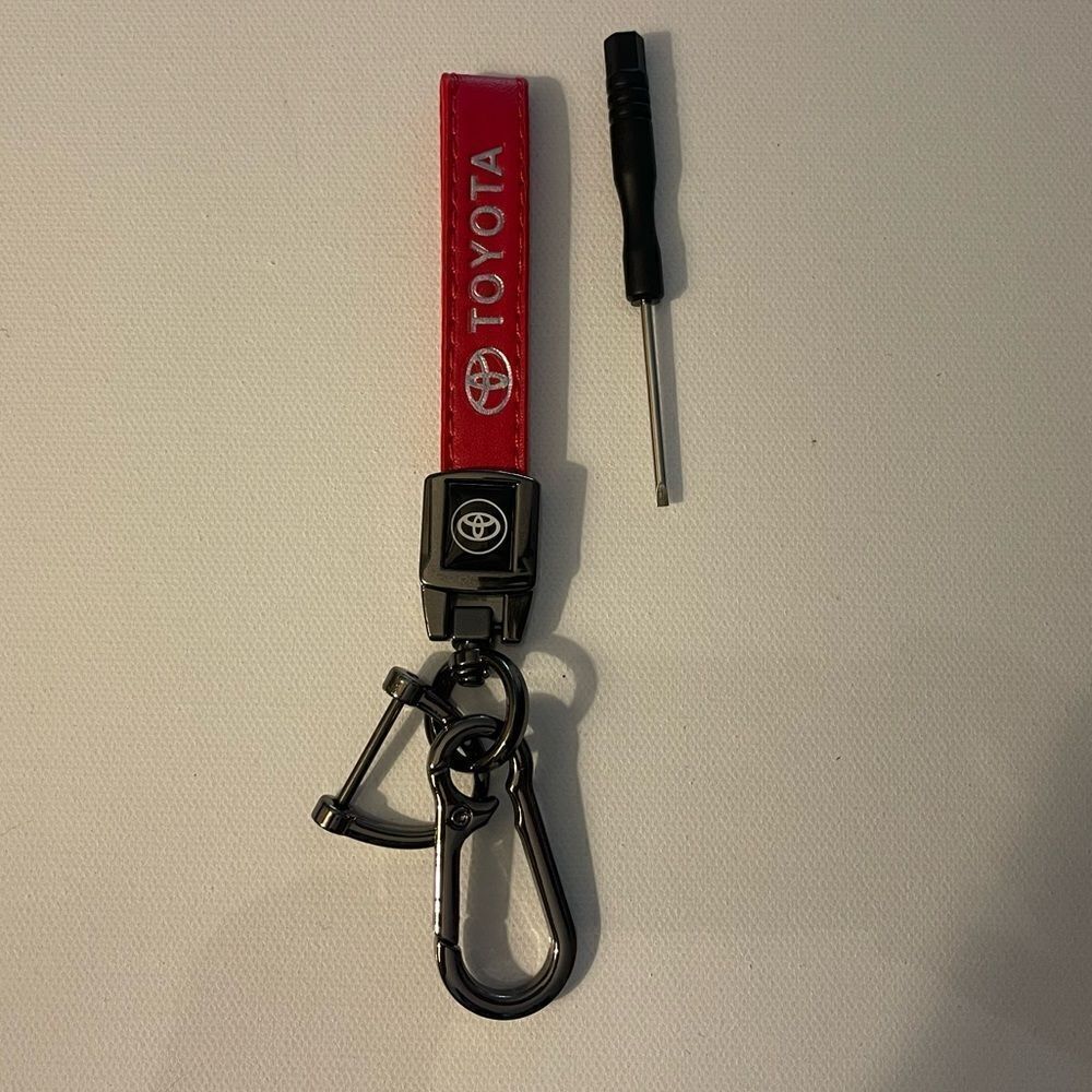 Toyota Key Fob Keychain in Red Leather with Logo NWT